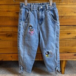 Vintage Mickey Mouse Embroidered Cartoon Character Blue Jeans